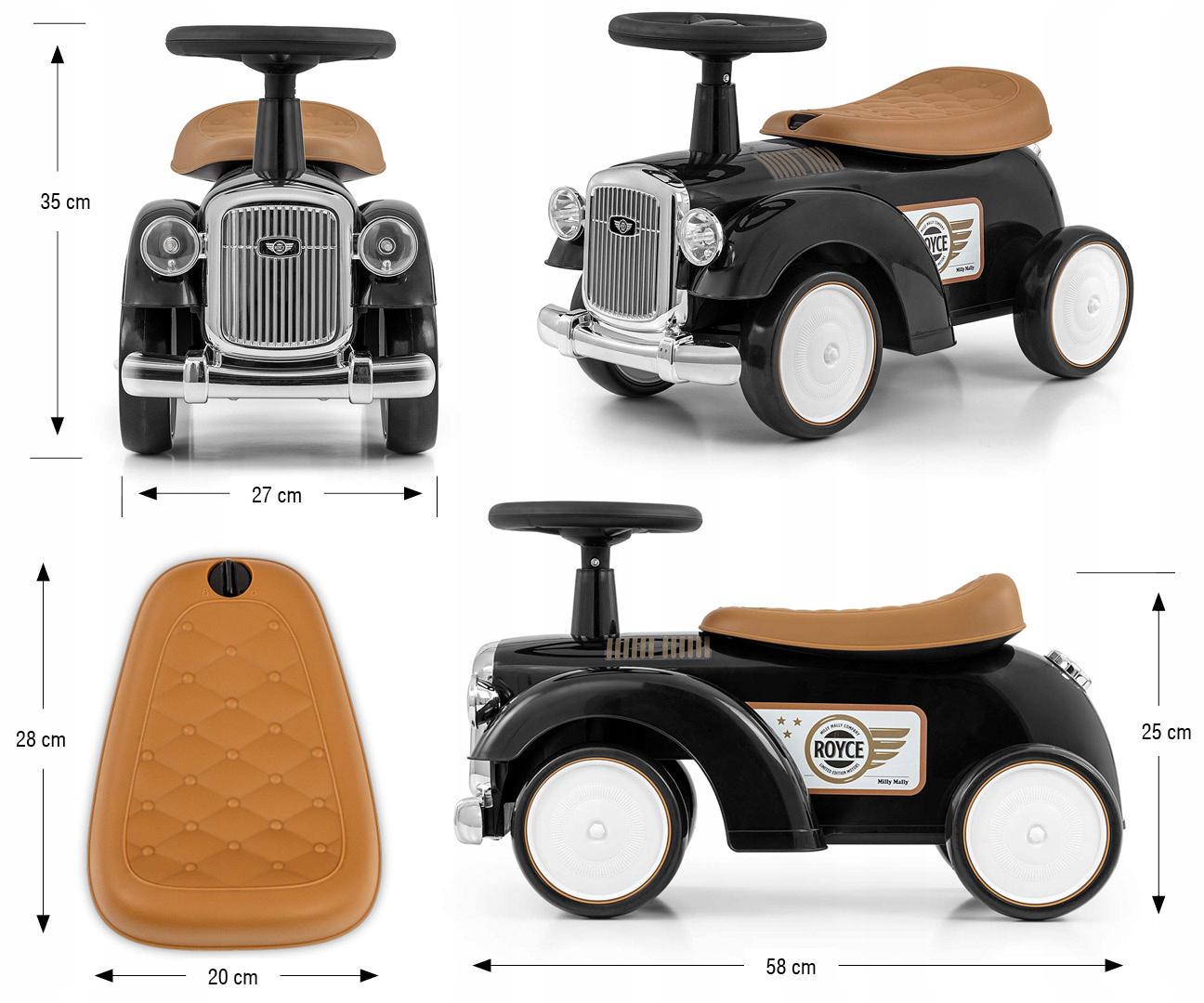 Детский автомобиль Milly Mally Royce Pushchair Retro Car Classic Car винтажный Black (23073015) - фото 2