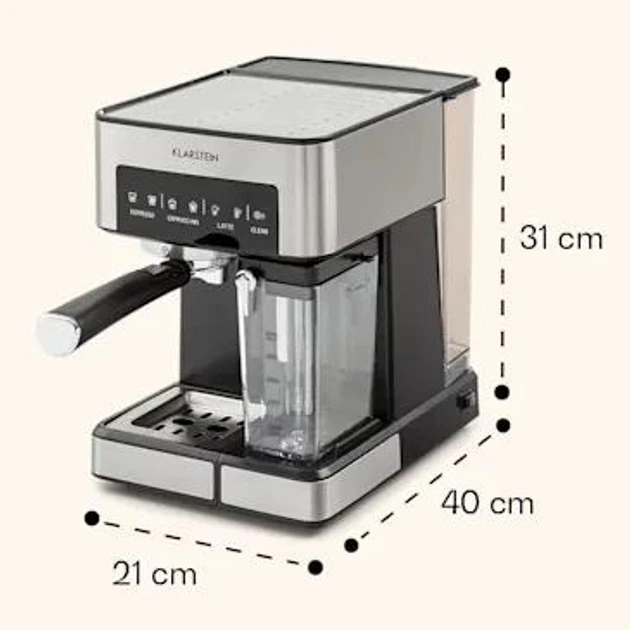 Кофеварка эспрессо-машина KLARSTEIN Arabica Comfort Серебристый (10035655) - фото 3 Кофеварка эспрессо-машина KLARSTEIN Arabica Comfort Серебристый (10035655) - фото 3