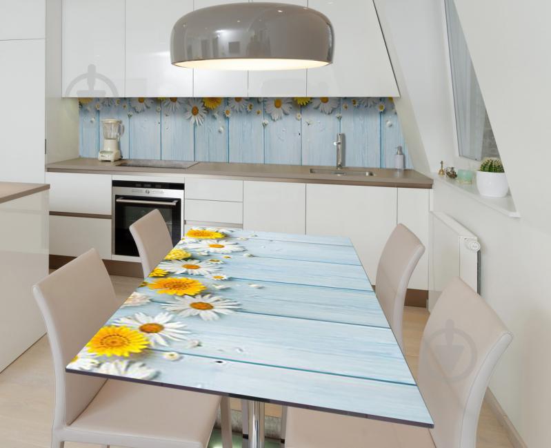 Наклейка 3Д виниловая на стол Zatarga «Ромашка и календула» 600х1200 мм для домов, квартир, столов, кофейн,