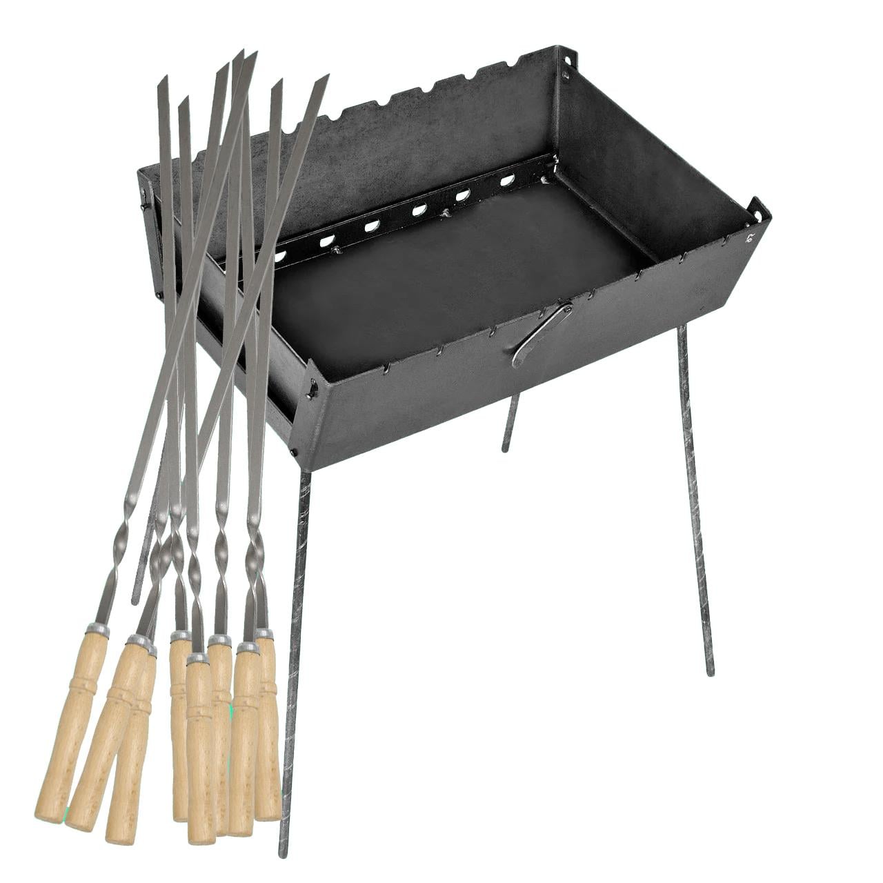 Мангал-чемодан 3 мм 450х300х140 мм с шампурами 8 шт.