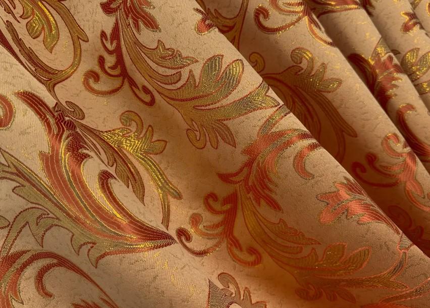 Тканина для штор жакард Завиток 1,45 м Помаранчевий/Золотистий (1646ш)
