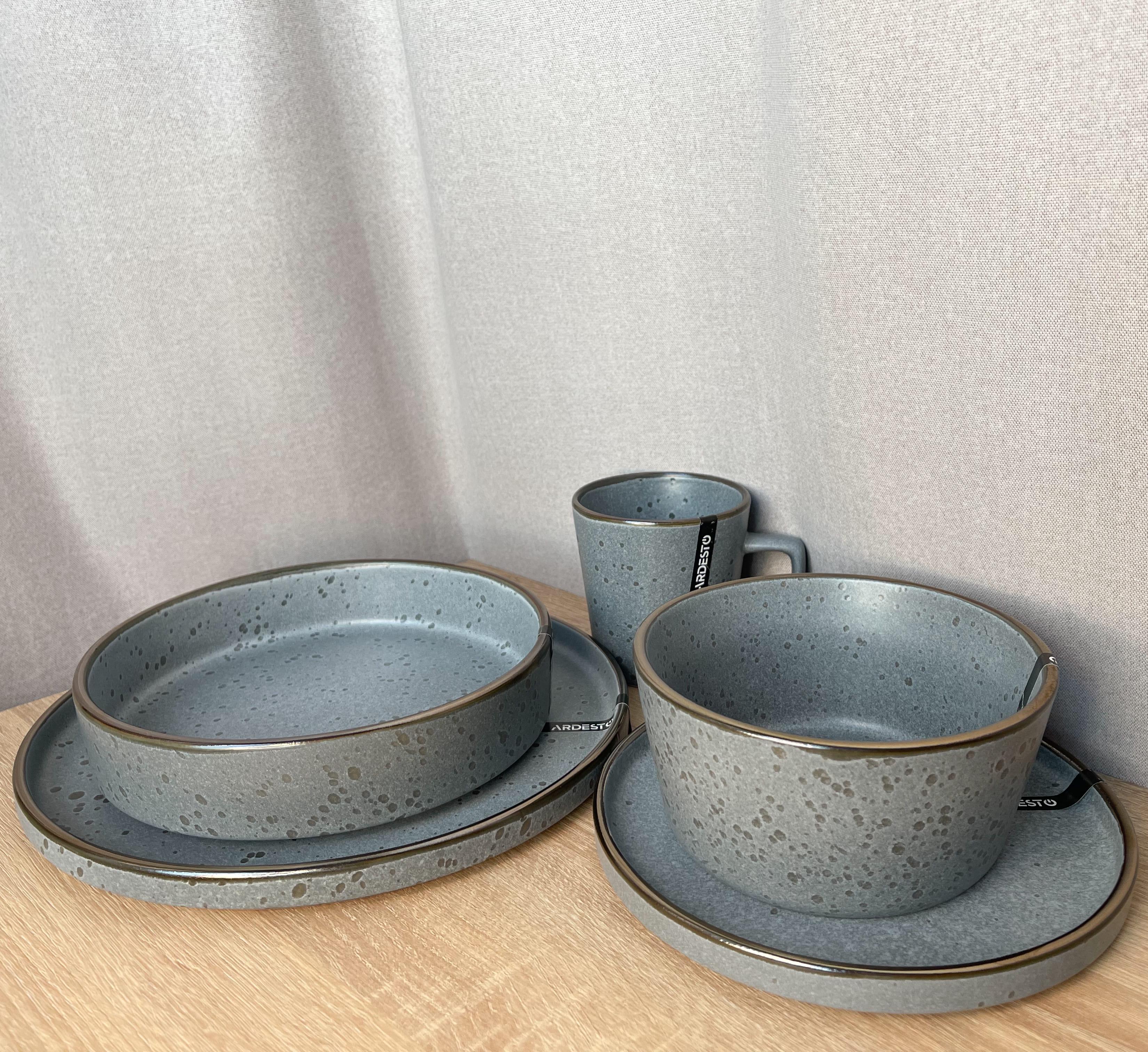 Столовый сервиз посуды 5 предметов на 1 персону Ardesto Fasano матовый керамика Светло-серый - фото 2 Столовый сервиз посуды 5 предметов на 1 персону Ardesto Fasano матовый керамика Светло-серый - фото 2