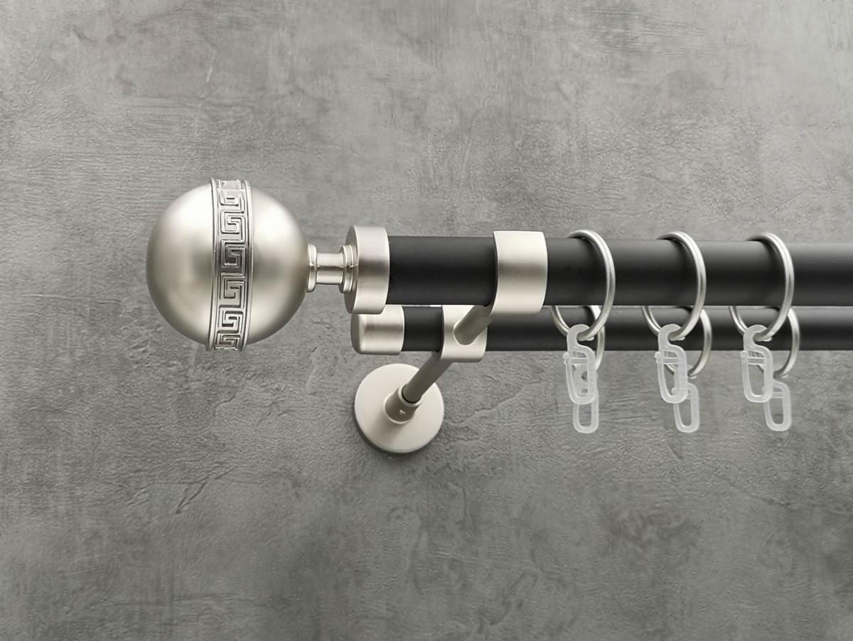 Карниз Quadrum Таврика гладкая штанга двойной модерн 25/19 мм 200 см Сатин/Черный матовый (272279571)