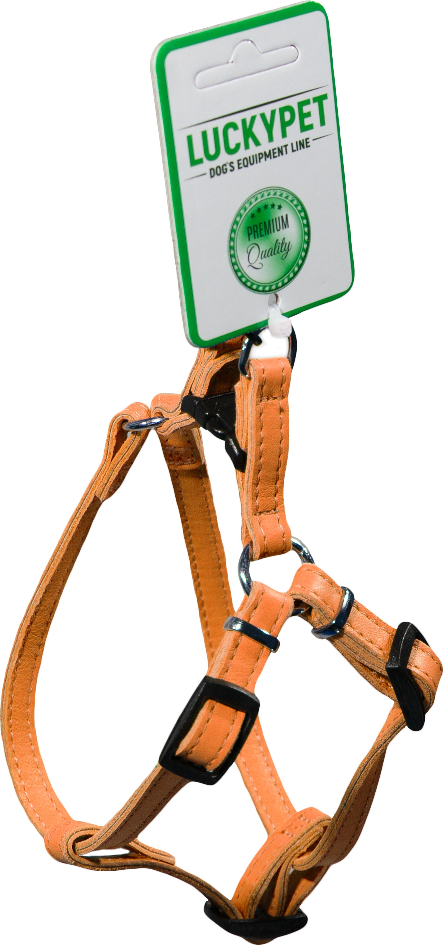 Нагрудник двойной Lucky Pet кожаный 2/40-53 см Оранжевый (4820224217567)