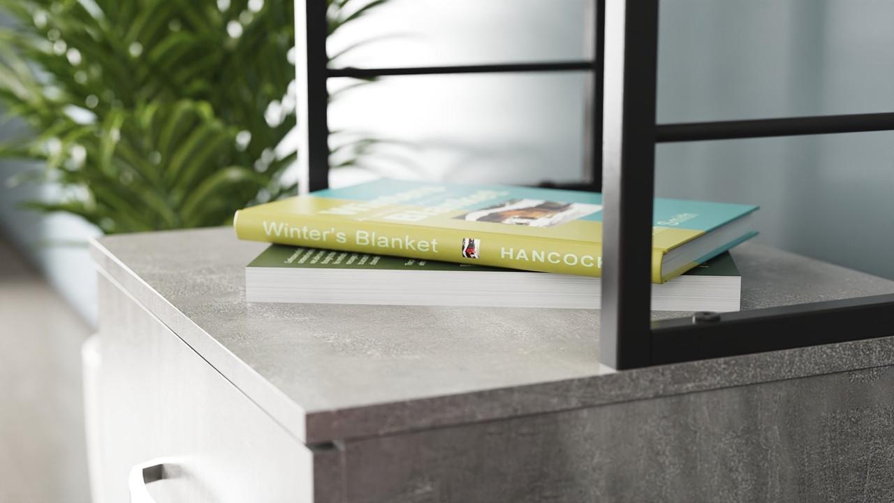 Стіл-тумба трансформер Ferrum-decor Смарт 4/1 з етажеркою метал/ДСП 16 мм 1430x1450x500 мм Чорний/Бетон (FRD-105129) - фото 8 Стіл-тумба трансформер Ferrum-decor Смарт 4/1 з етажеркою метал/ДСП 16 мм 1430x1450x500 мм Чорний/Бетон (FRD-105129) - фото 8