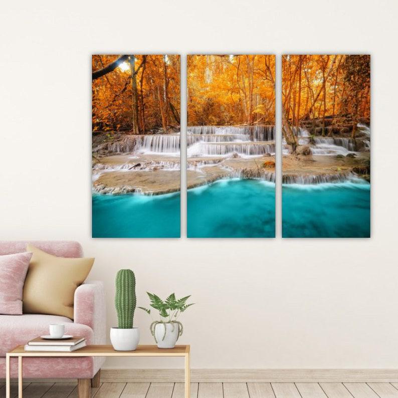 Модульная картина KIL Art Водопад в лесу на холсте из трех частей 156x100 см (M3_XL_567)