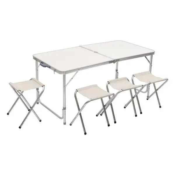 Стол раскладной Lugi 8812-4 120х60х55 см со стульями 4 шт. Белый (149-107-8812-4)