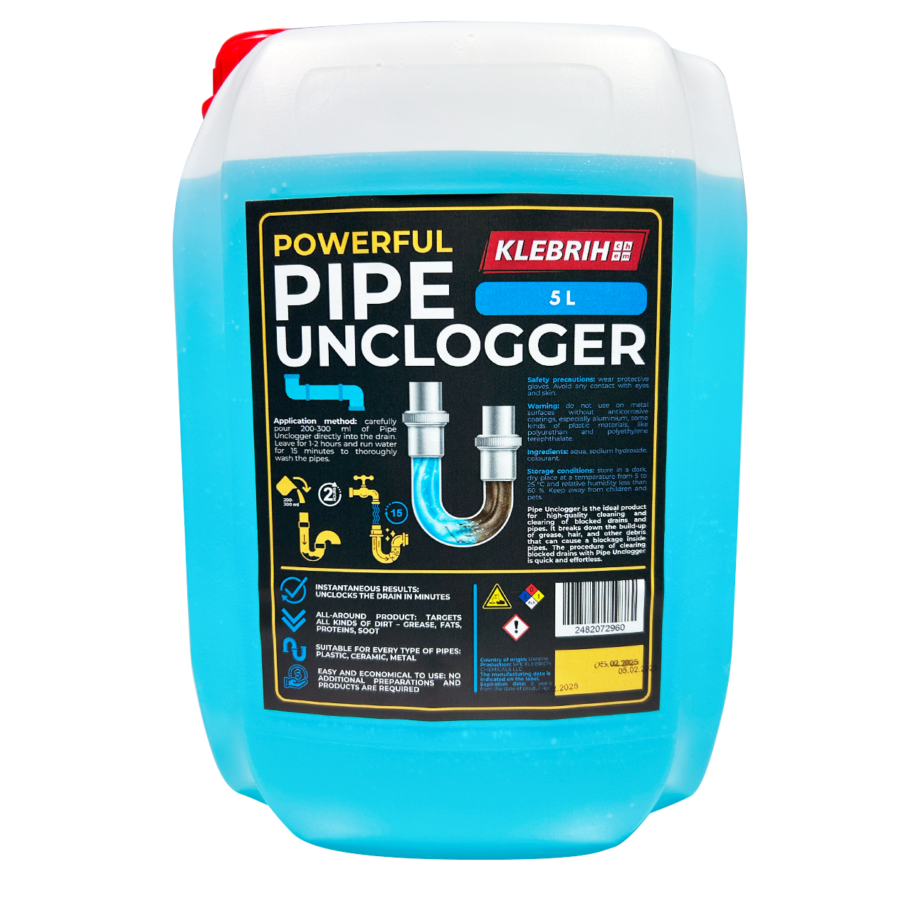 Концентрированная жидкость для прочистки труб канализации Pipe Unclogger 5 л (2482072960)