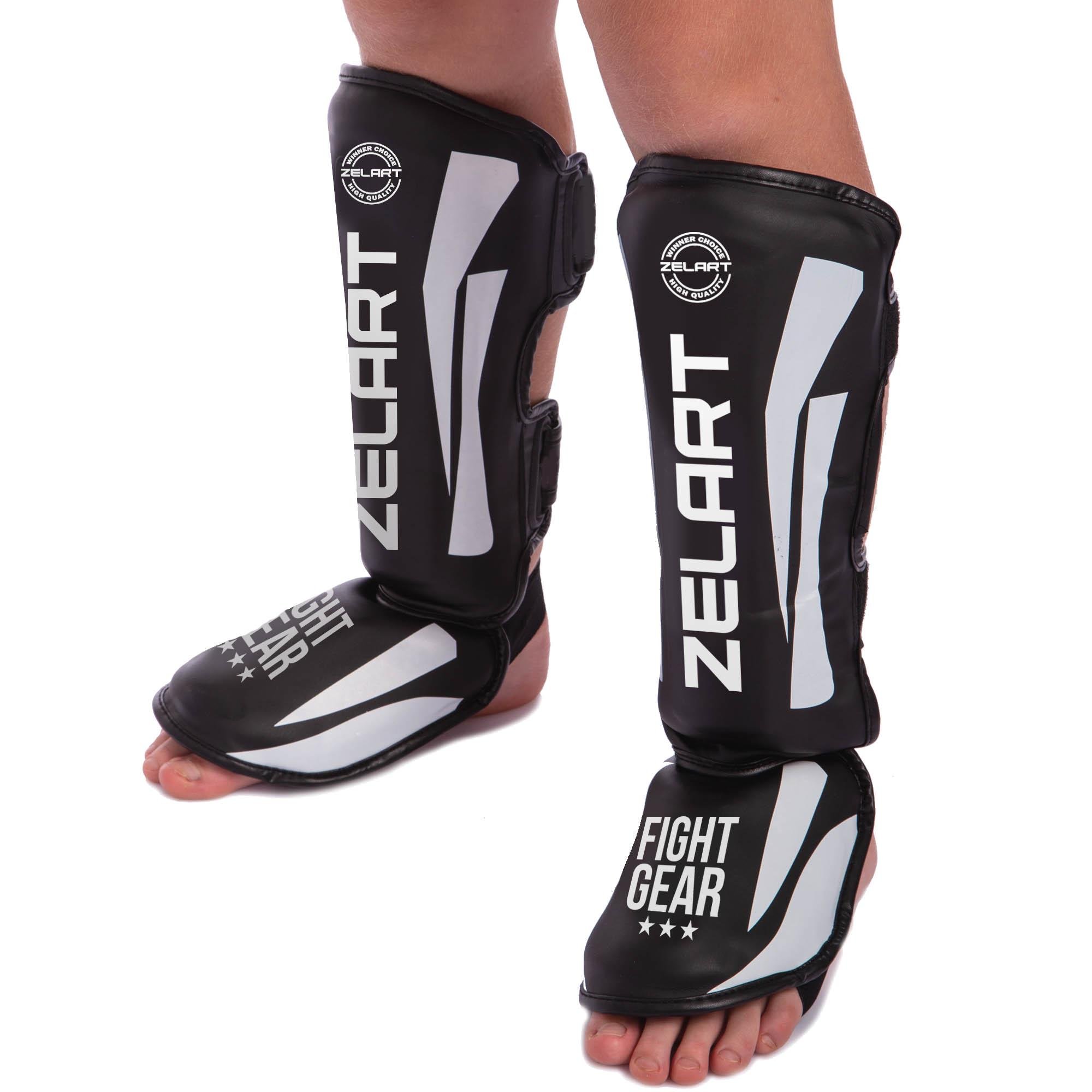 Защита голени и стопы для единоборств Zelart BO-7042 S Черно-белый