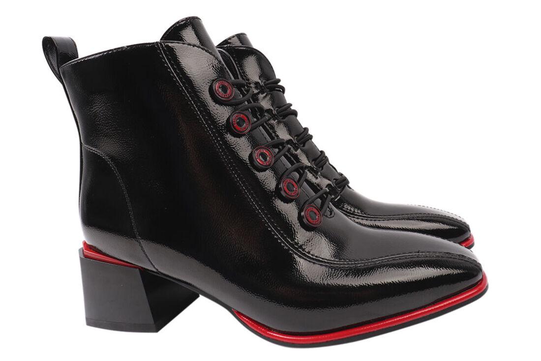 Ботильоны женские Stefaniya Nina из эко лаковой кожи на большом каблуке р. 38 Черный (81-21DH)