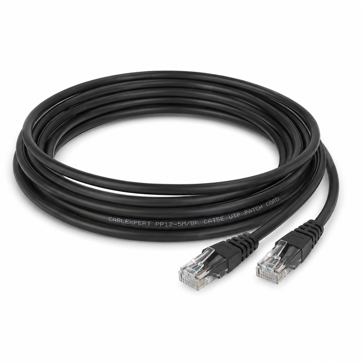 Патч-корд Cablexpert PP12-5M/BK UTP CAT5e для сетевого оборудования медный 5м Черный Патч-корд Cablexpert PP12-5M/BK UTP CAT5e для сетевого оборудования медный 5м Черный