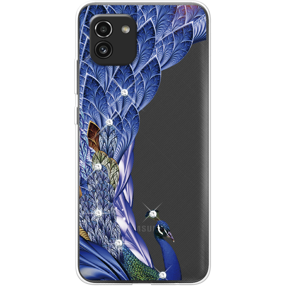 Чохол  BoxFace Samsung Galaxy A03 (A035) Павич зі стразами Прозорий силікон (44031-rs7-44031)
