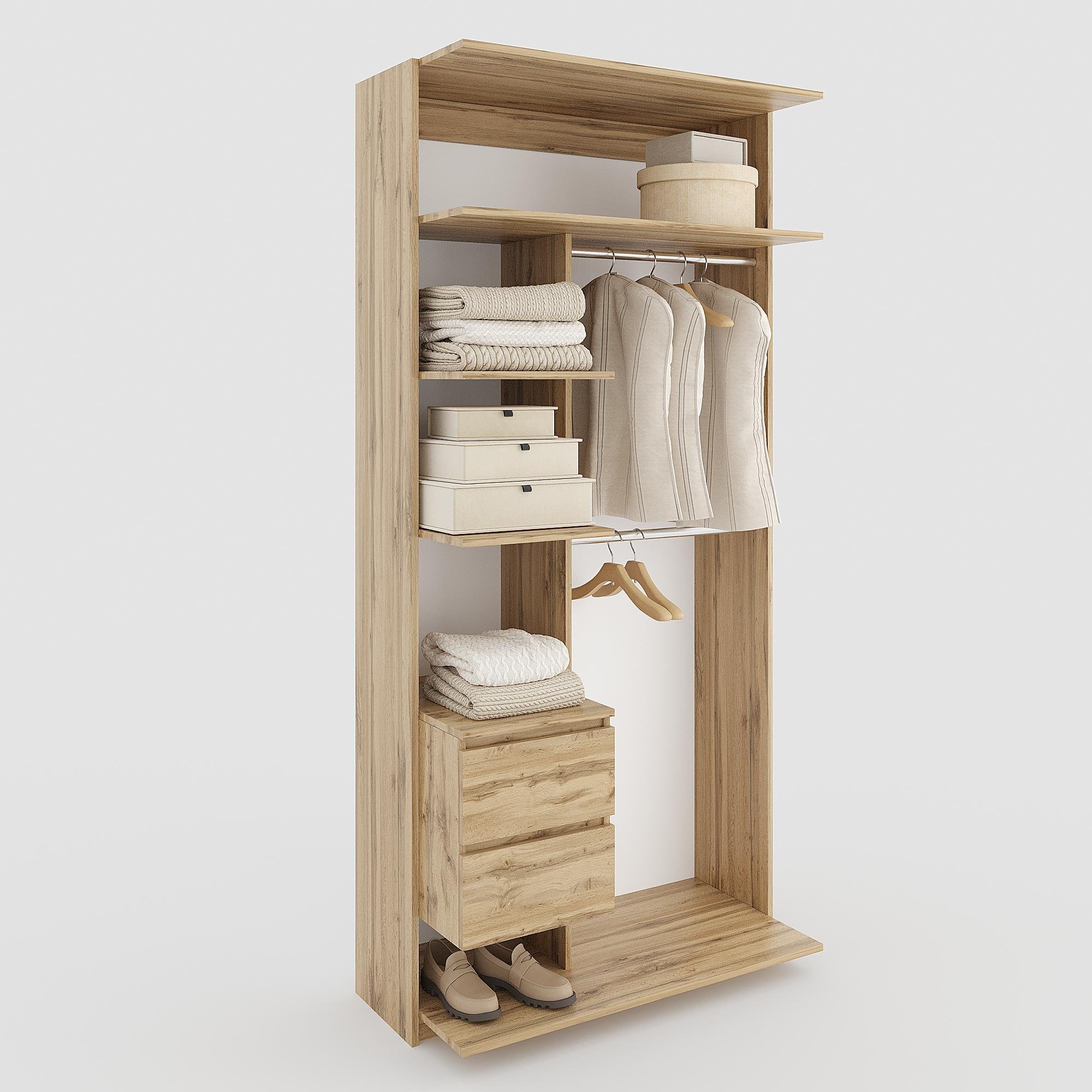 Модуль гардеробный МГ-5-8-100 со штангами полками и ящиками 2100х1000х500 мм Дуб Тахо (28054259)