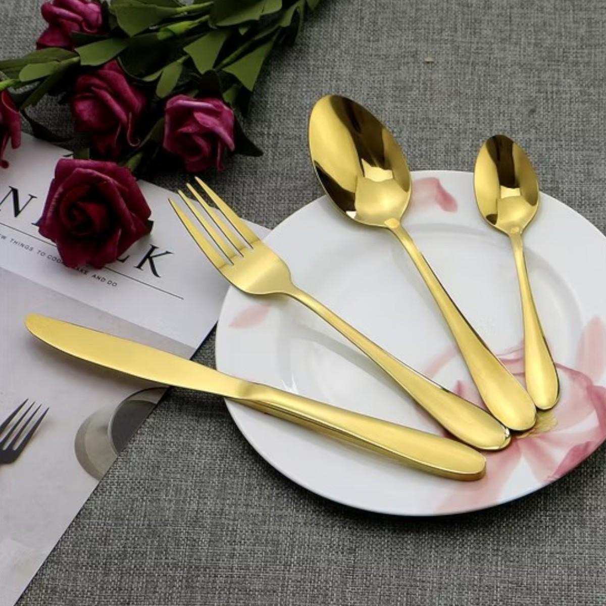 Набір столових приладів A-PLUS 24 предмети Gold (1421) - фото 4 Набір столових приладів A-PLUS 24 предмети Gold (1421) - фото 4
