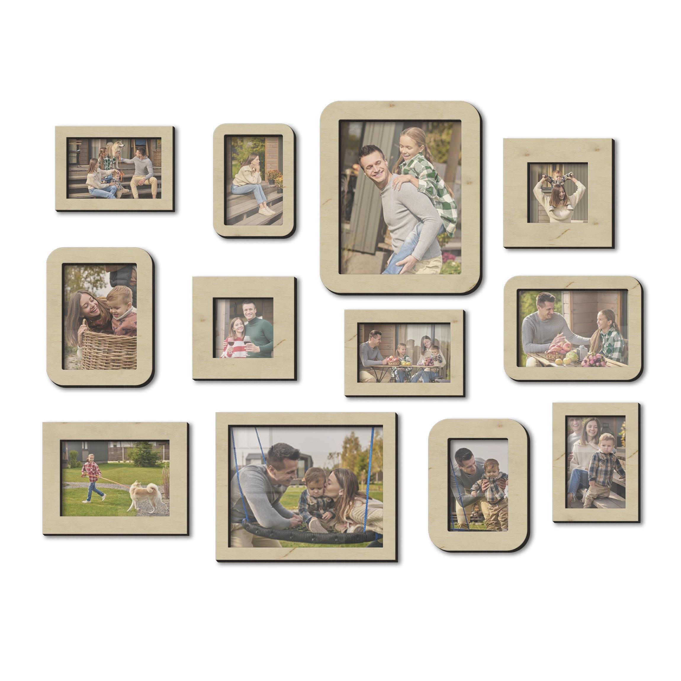 Набір настінних фоторамок The Frame Depot дерев'яних на 12 фото Бежевий (frame_set_12_piece) - фото 1