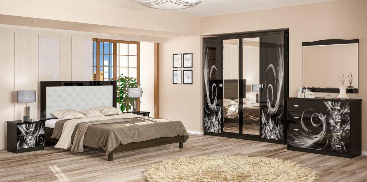 Спальня Мебель Сервис Ева Венге темный/Шелкография лак (01528mbs)