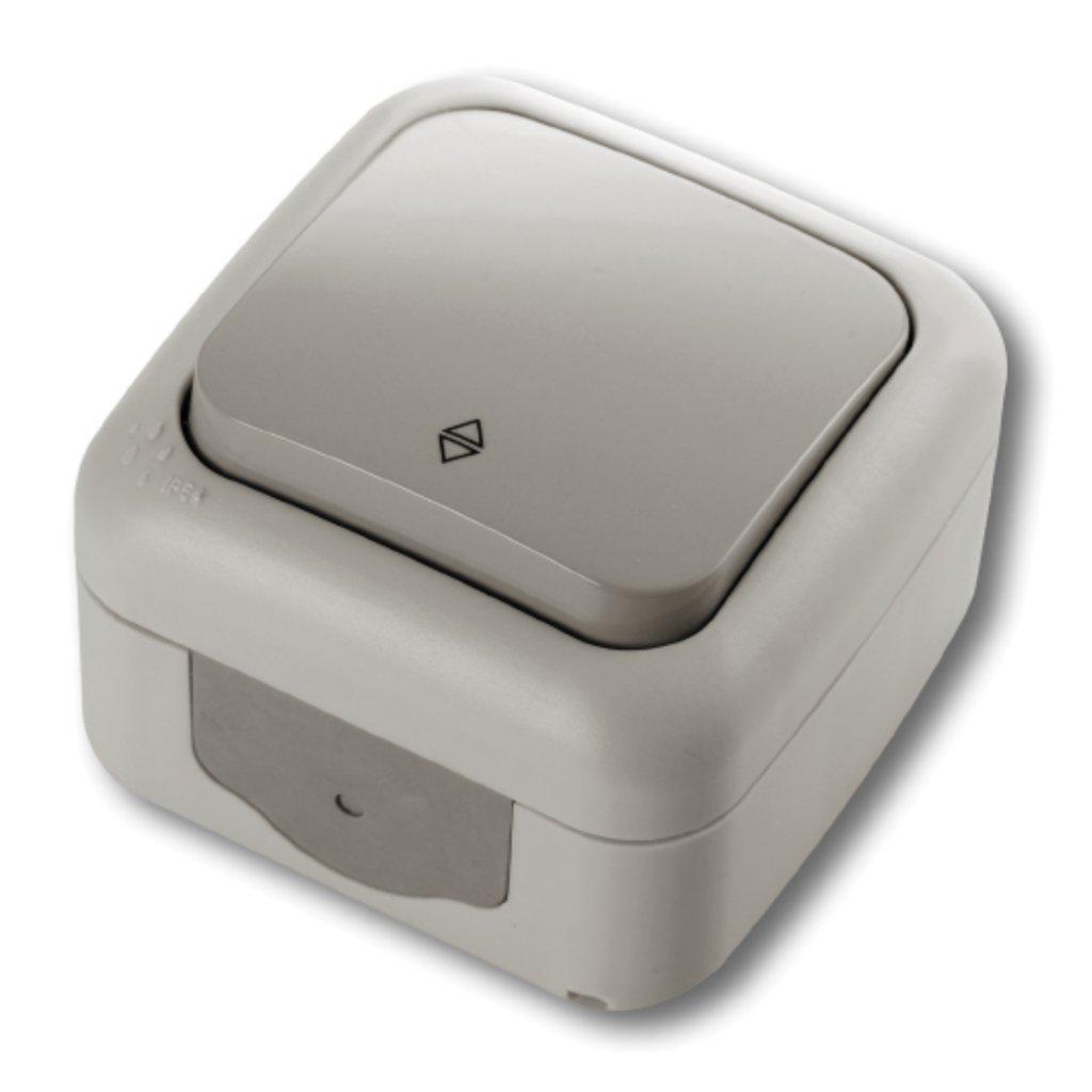 Выключатель одноклавишный Viko Palmiye накладной проходной Серый (27550378)