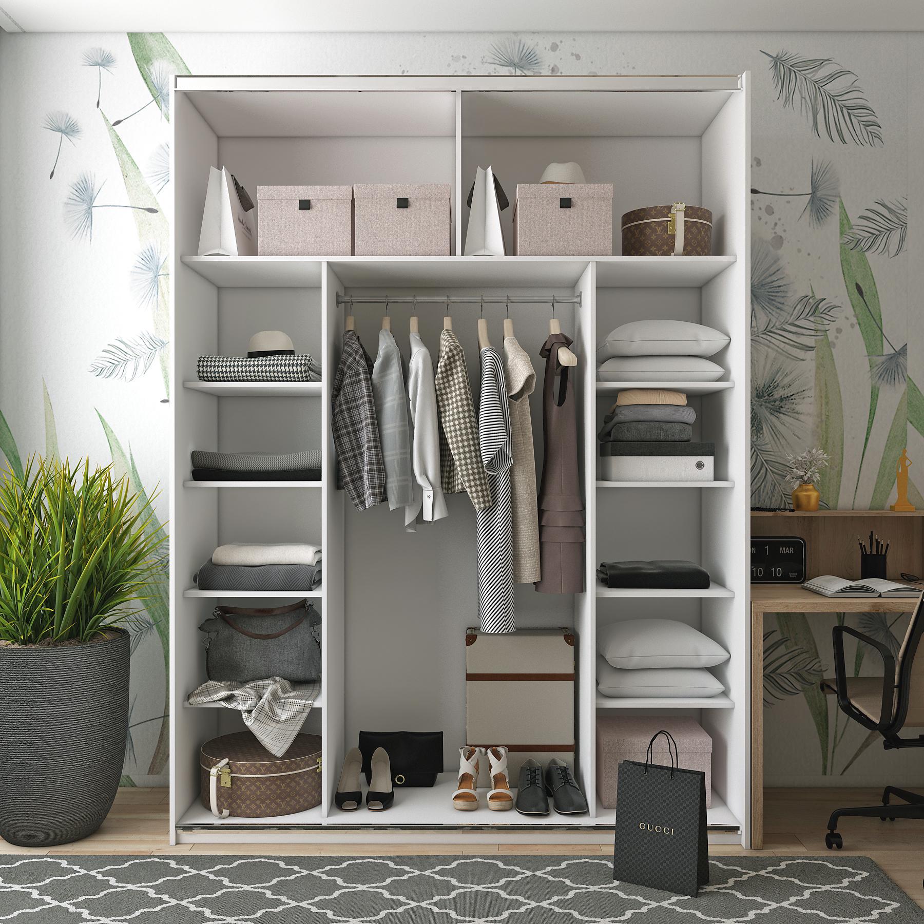 Шкаф-купе двухдверный Doros G-Caiser 180х60х240 см Белый/1 Зеркало (DRS-011236)