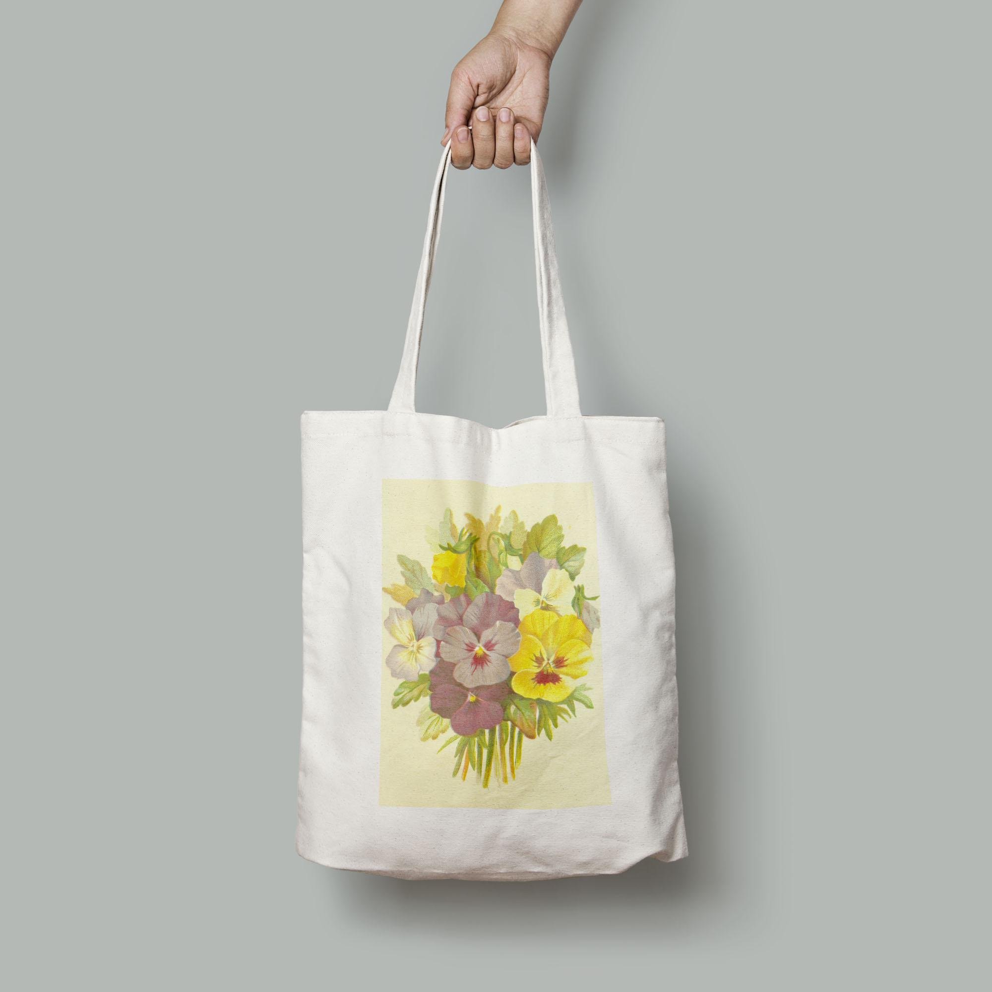 Эко-сумка Винтажный цветочный принт Анютины Глазки шопер (Flowers_1918004_Bag)