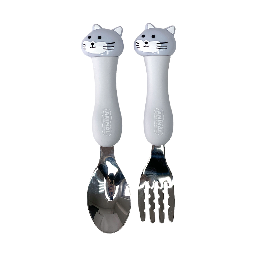 Набор детских столовых приборов Котик вилка/ложка в контейнере (15304322)