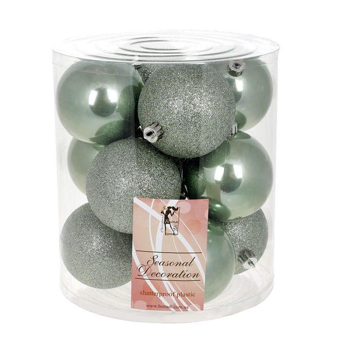 Набір новорічних куль пластикових d 8 см 12 шт. (13091)