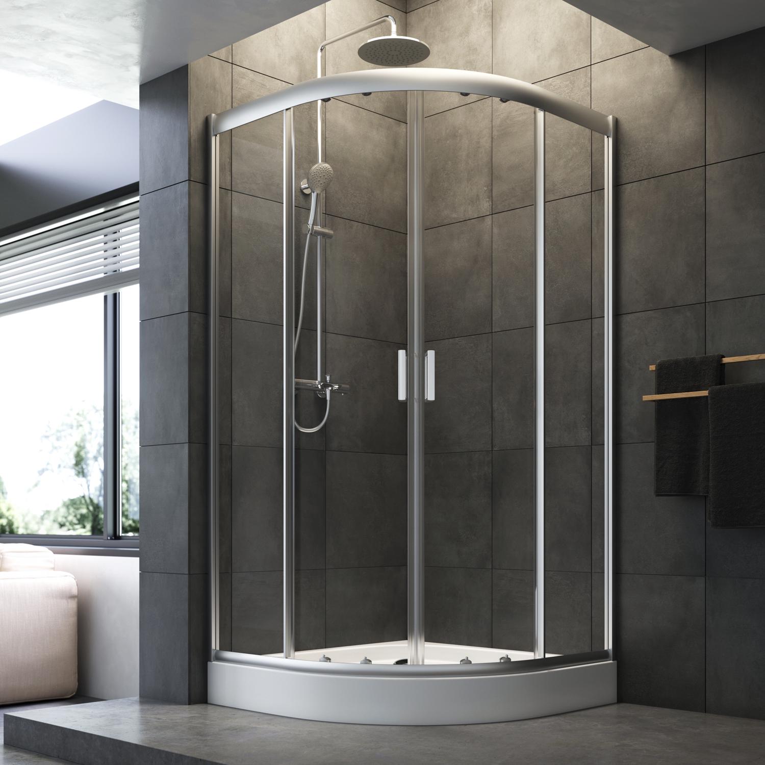 Душевое ограждение AM.PM Gem 1/4 Round без поддона 100х100 см Хром (W90UG-401-100100-MT)