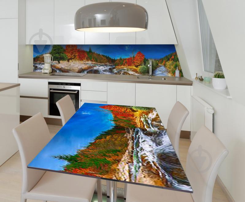 Наклейка 3Д вінілова на стіл Zatarga «Гірські потоки» 650х1200 мм для будинків, квартир, столів, кав'ярень Наклейка 3Д вінілова на стіл Zatarga «Гірські потоки» 650х1200 мм для будинків, квартир, столів, кав'ярень