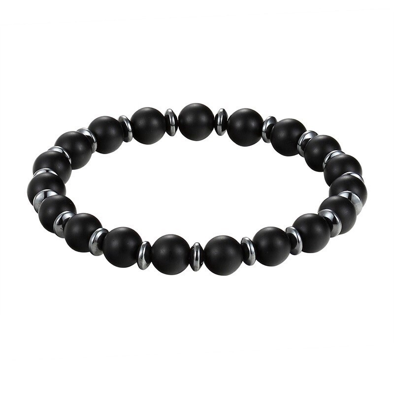 Браслет із шунгіту з дисками р. 18 Чорний (80017)