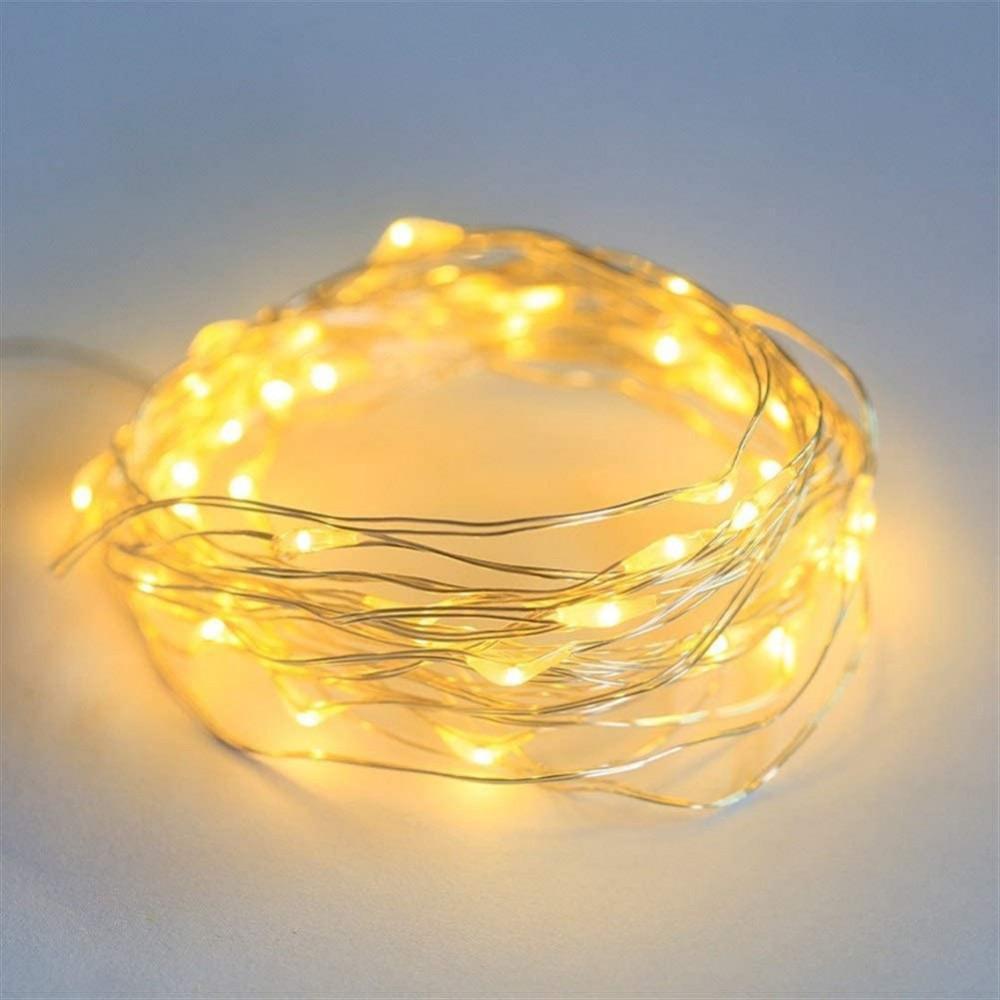 Гирлянда новогодняя 20 LED 2 м теплый белый режим статика от USB (51084)