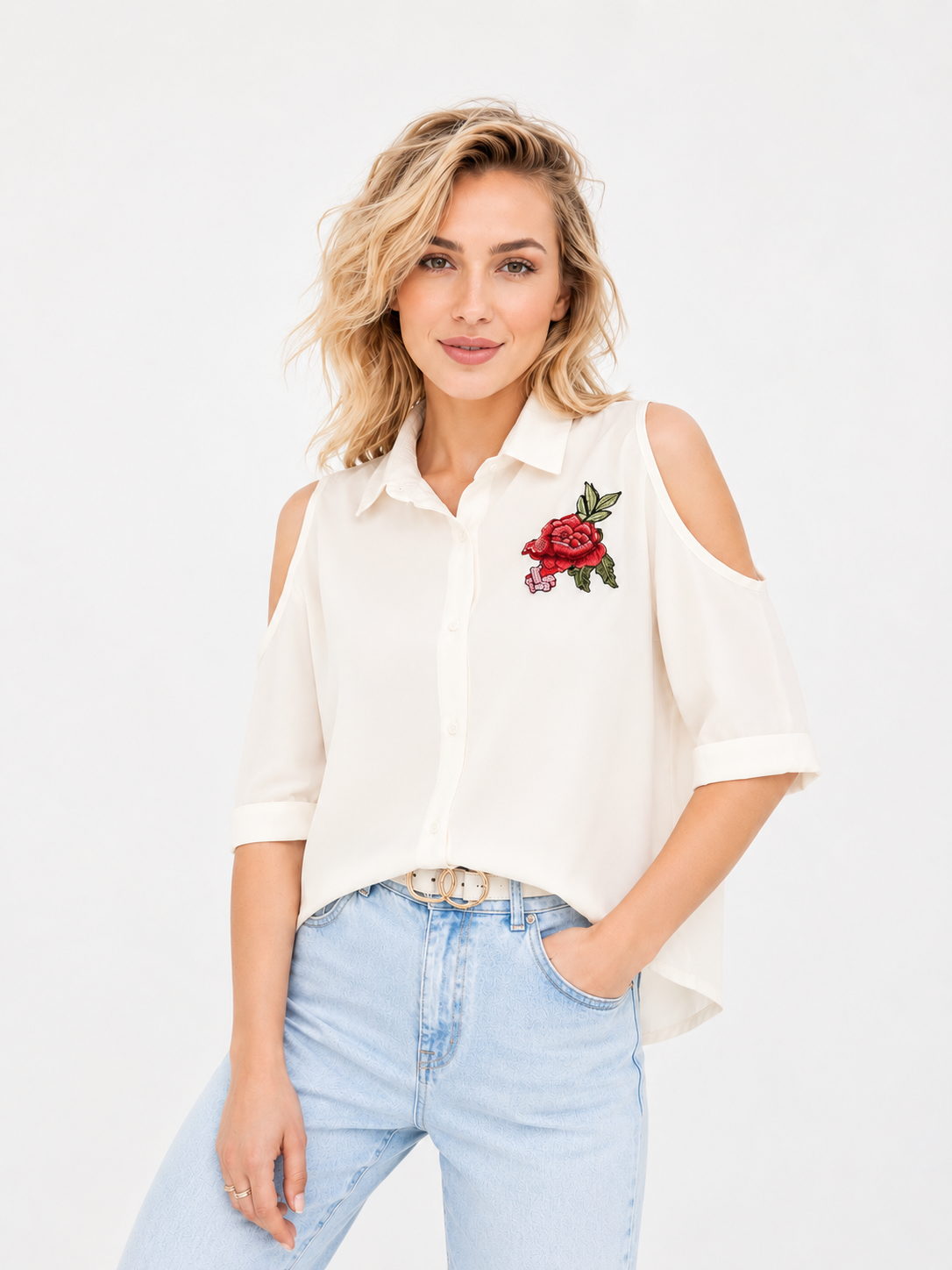 Блузка Boohoo S/M Кремовый (26127578)