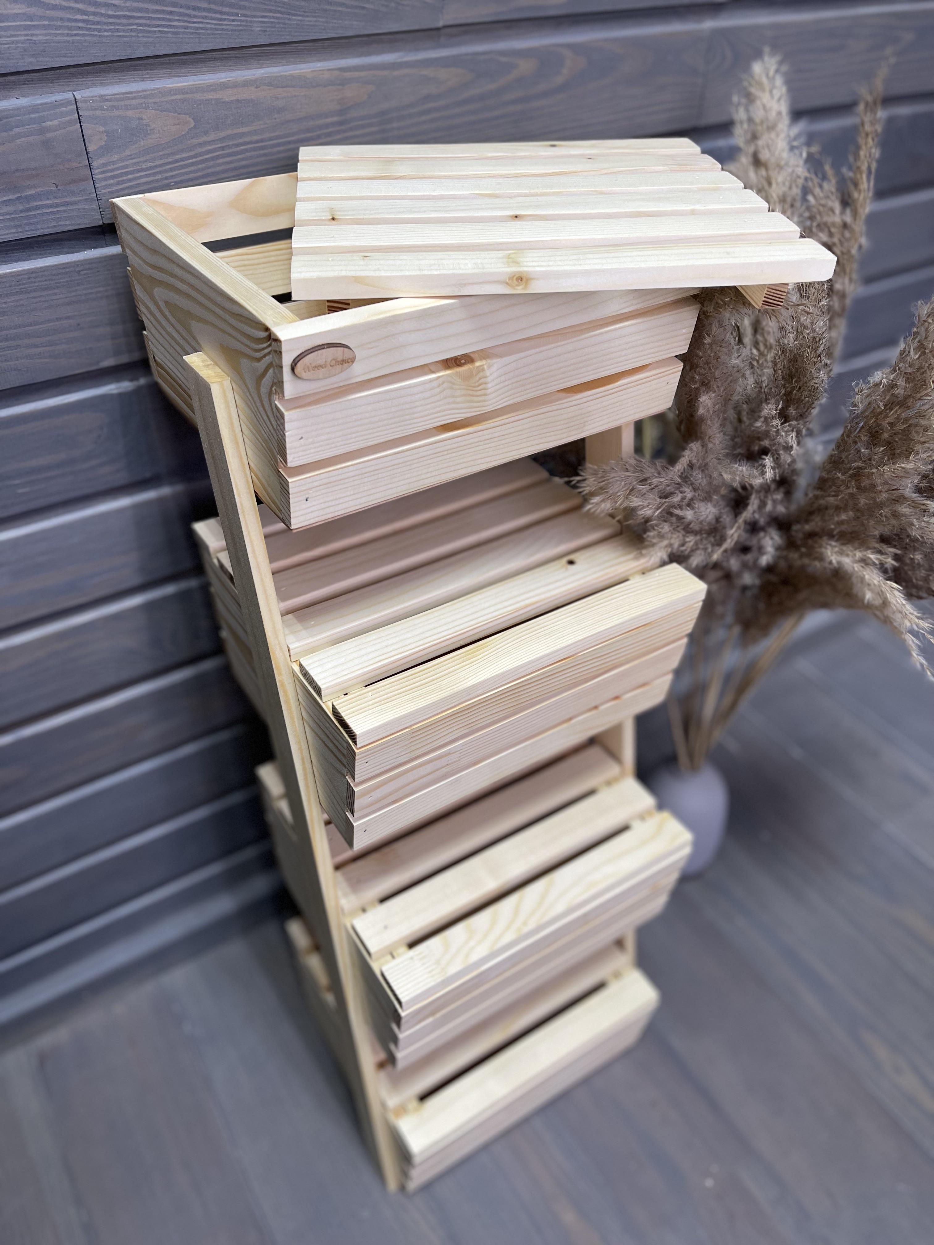 Ящик-фруктовница деревянный эко с крышками 4 яруса (232) - фото 6 Ящик-фруктовница деревянный эко с крышками 4 яруса (232) - фото 6