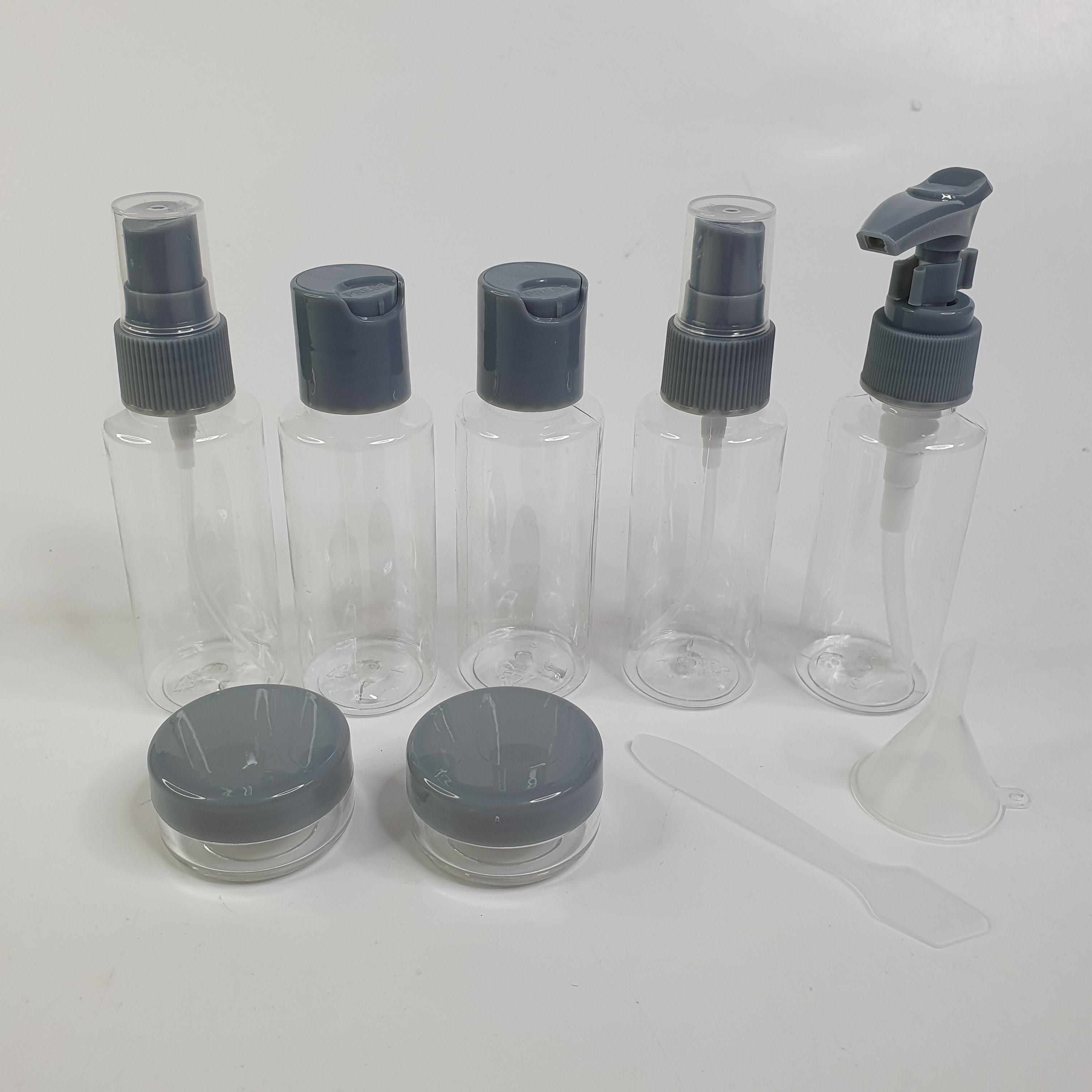 Набір дорожніх баночок для косметики Travel Bottle Set 9в1 із дозатором у сумці (INITD-9911) - фото 3