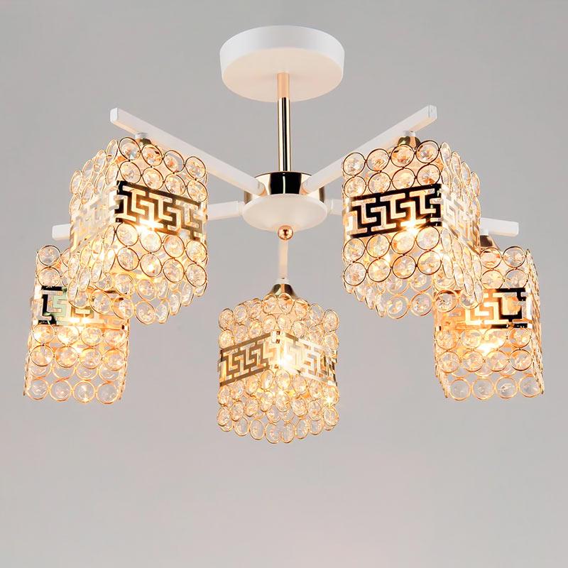 Люстра потолочная Light House NM-17177/5 E27 Белый/Золото