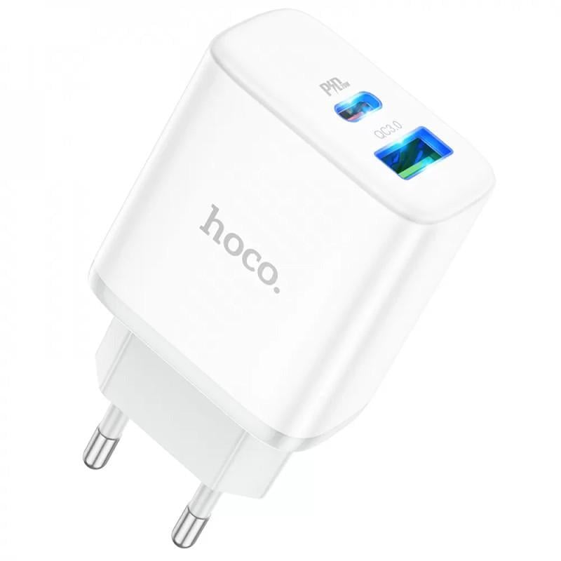Зарядний пристрій мережевий Hoco C105A Stage PD20W/QC3.0 1USB-A/1C White (00000062868_1)