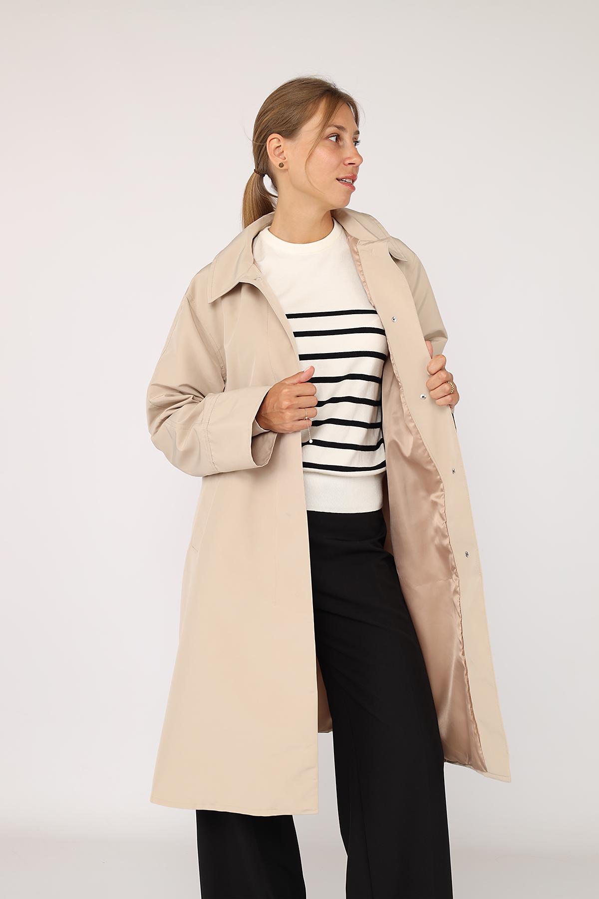 Плащ жіночий ЦБ-00279722 р. 46 Бежевий (28425561) - фото 4 Плащ жіночий ЦБ-00279722 р. 46 Бежевий (28425561) - фото 4