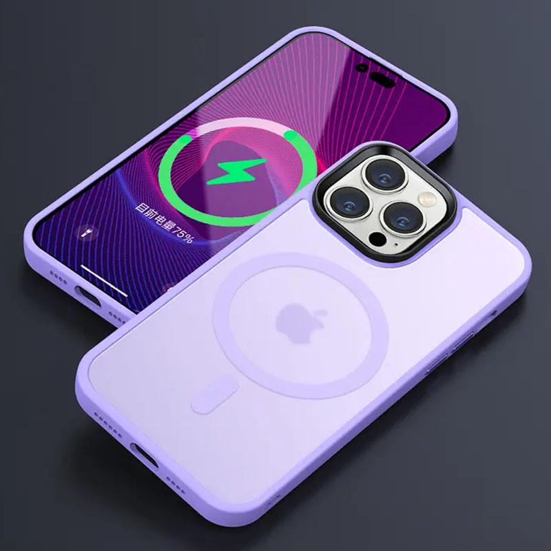 Протиударний TPU+PC Чохол Metal Buttons with MagSafe Colorful для Apple iPhone 14 Pro Max (6.7") Бузковий - фото 2