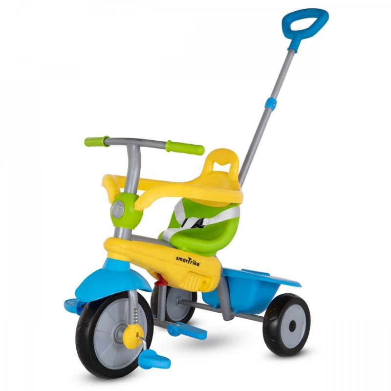 Велосипед триколісний Smart Trike 3в1 із батьківською ручкою Блакитний/Жовтий
