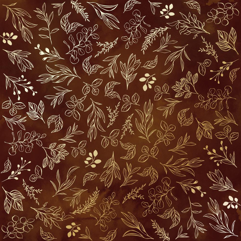 Лист паперу односторонній Golden Branches із фольгуванням 30,5х30,5 см Brown/Aquarelle
