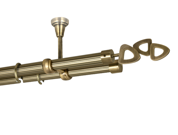 Карниз MStyle Лиллет металлический двухрядный труба рифленая 19/19 мм потолочный 200 см Антик (K010742)