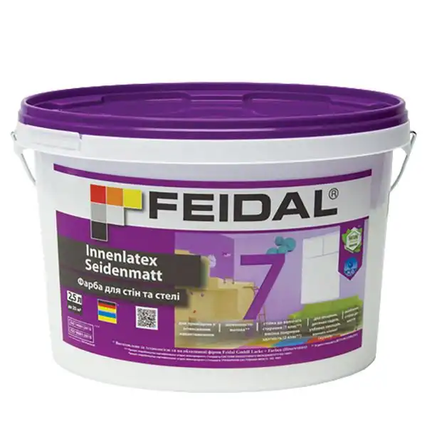 Краска Feidal Innenlatex Seidenmatt латексная шелковисто-матовая база С прозрачная для внутренних работ 2,5 л (1815000958)