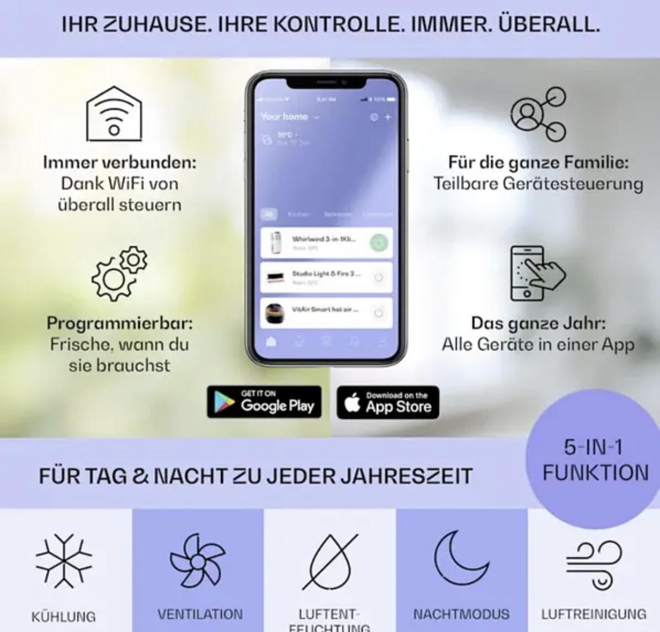 Кондиционер мобильный KLARSTEIN Max Breeze Smart 15000 БТЭ/час 4,4 кВт 95 м2 Черный (10035742) - фото 4 Кондиционер мобильный KLARSTEIN Max Breeze Smart 15000 БТЭ/час 4,4 кВт 95 м2 Черный (10035742) - фото 4