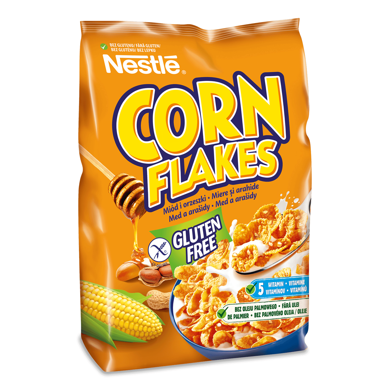 Cухой завтрак Nestle Corn Flakes Honey&Nut безглютеновые хлопья с медом и арахисом 450 г