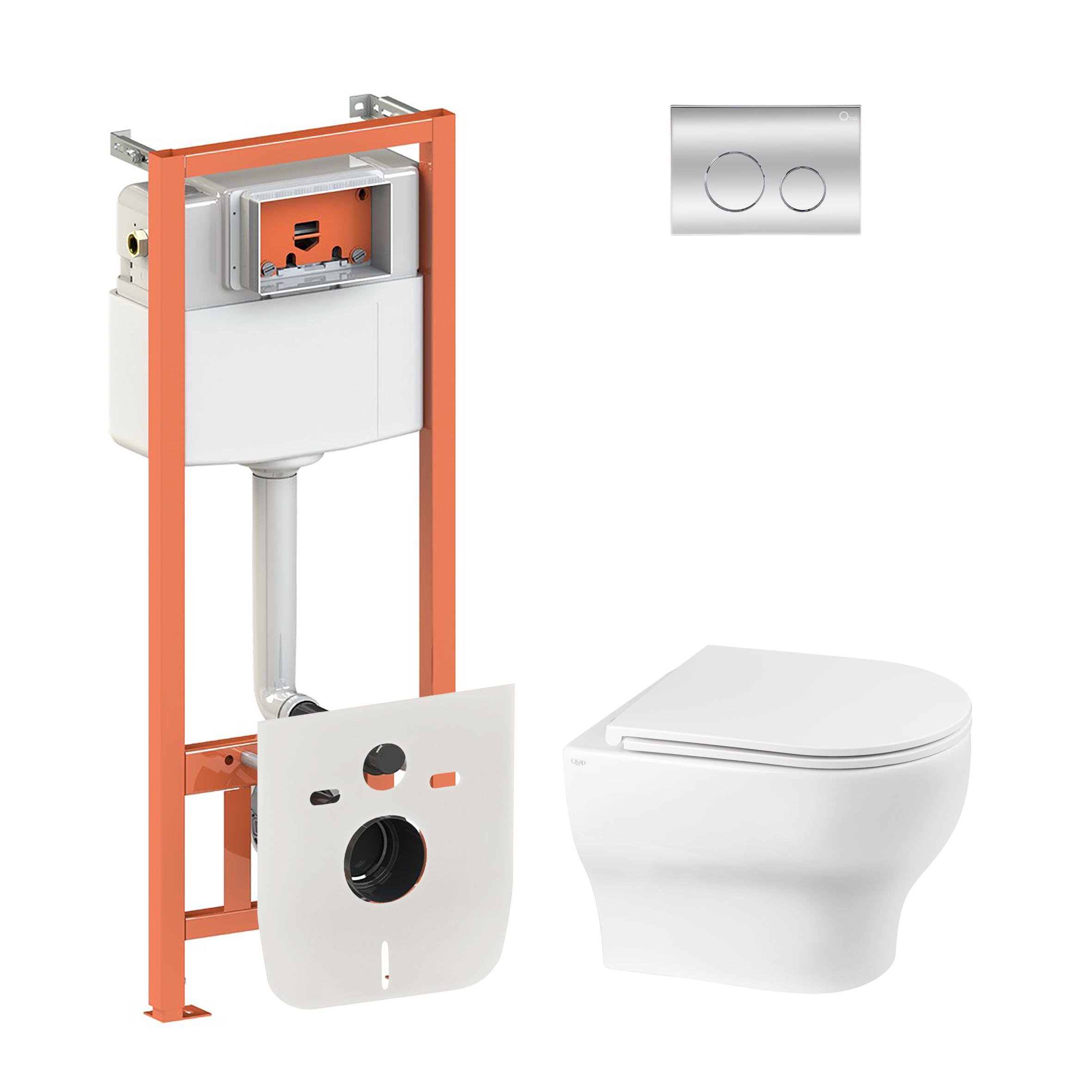 Комплект инсталляции Q-tap Nest/Aries QT0333063ERW0133M425M11112CRM с унитазом кнопка Хром (124765)