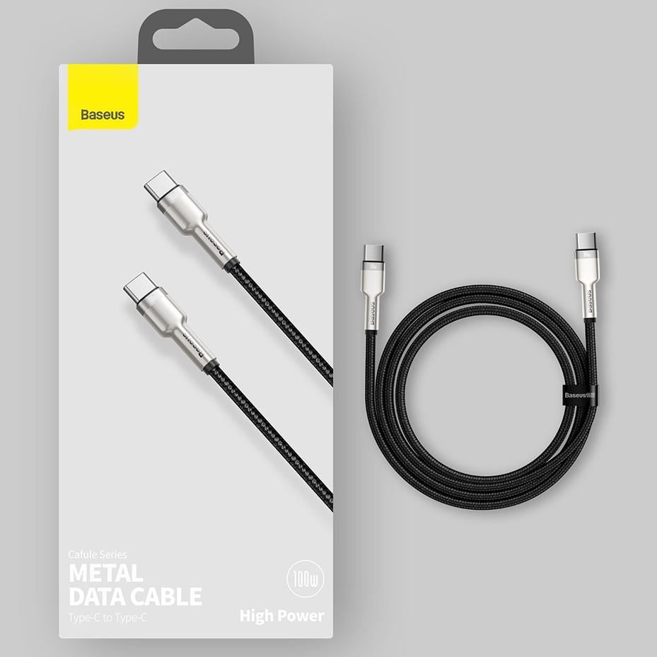 Кабель Type-C Type-C BASEUS Cafule Series Metal Data Cable PD2.0 5A 100W 1 м Black (CATJK-C01) - фото 9