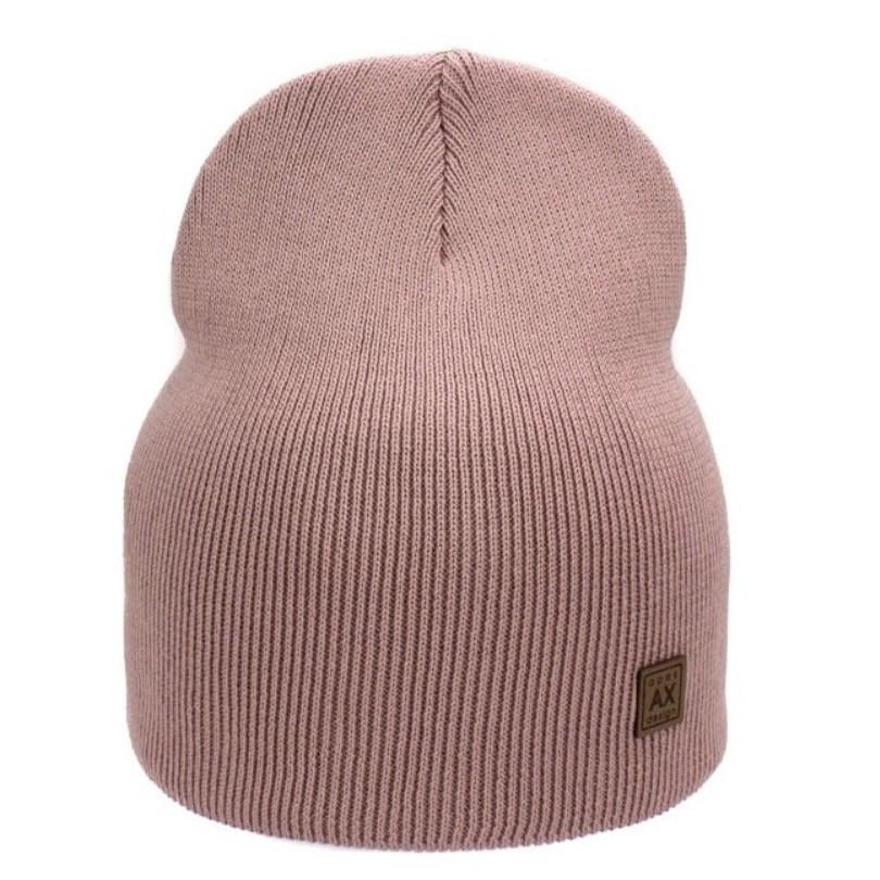 Шапка бини без отворота хлопковая Apex Флойд one size Темно-пудровый