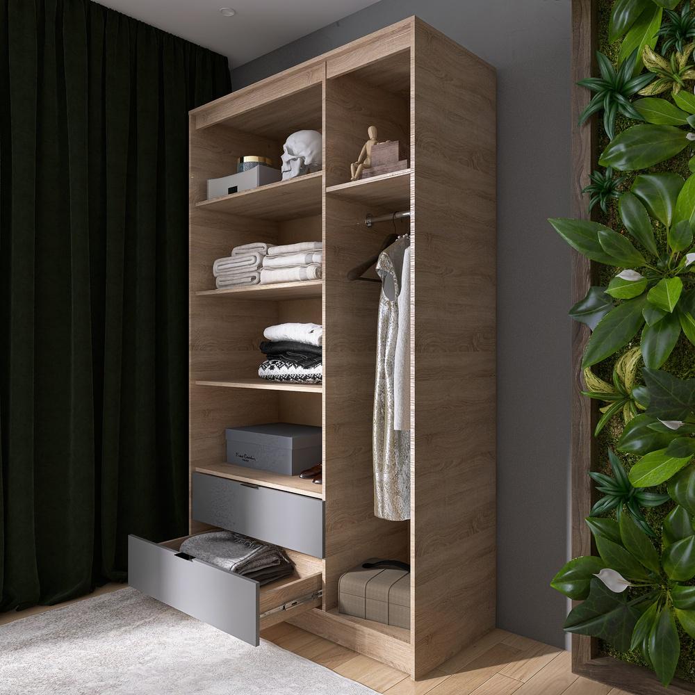 Шкаф распашной для одежды с выдвижными ящиками Эверест Сити-1200 120,2x50x204,6 см Дуб сонома/Графит (EVR-071125) - фото 4 Шкаф распашной для одежды с выдвижными ящиками Эверест Сити-1200 120,2x50x204,6 см Дуб сонома/Графит (EVR-071125) - фото 4