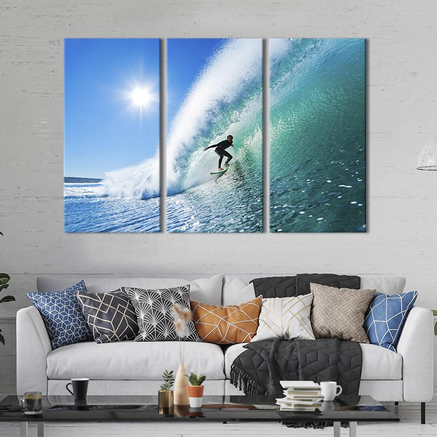 Модульная картина триптих Сёрфер в океане 78x48 см (408-31)