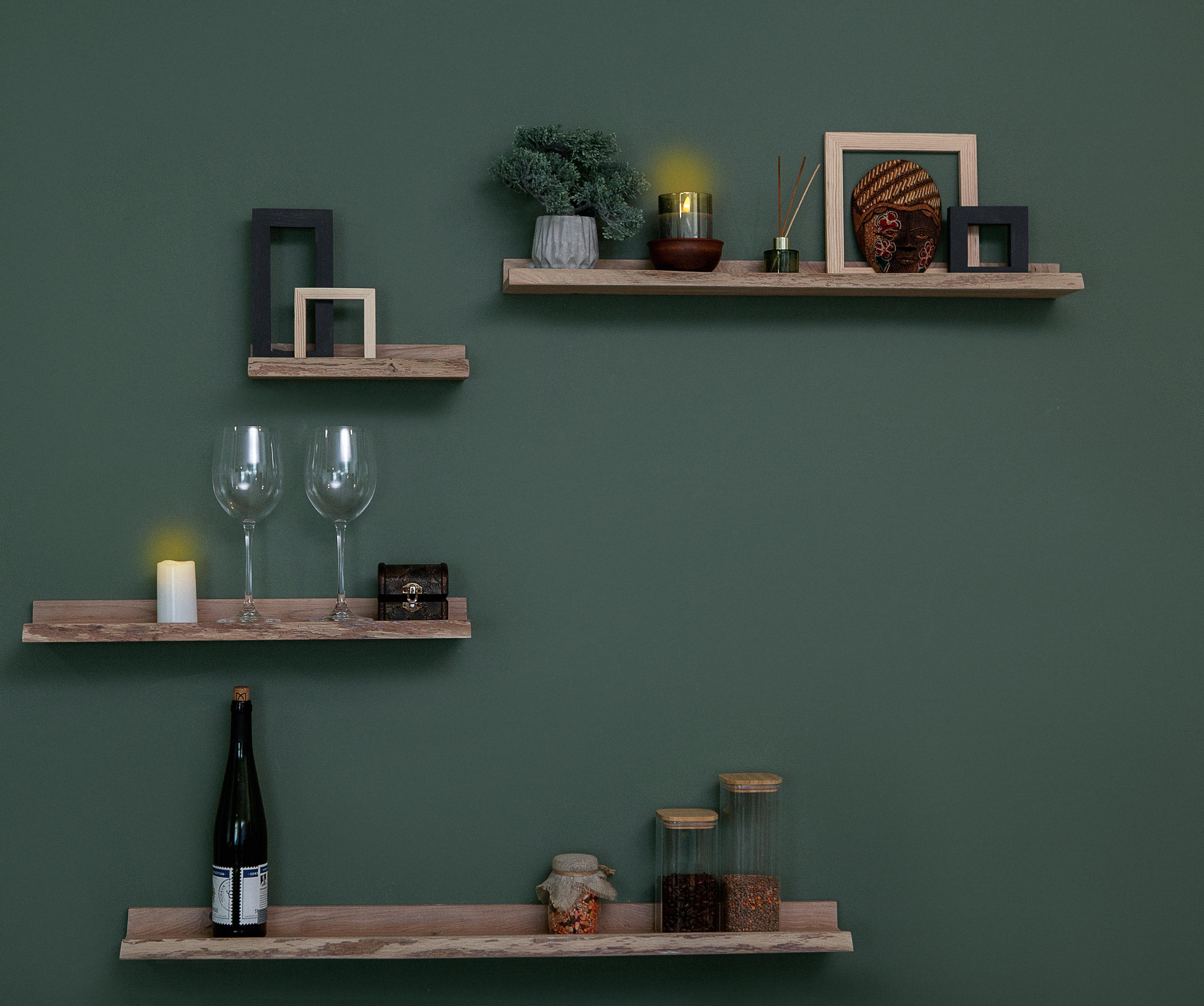 Полочки на стену Wood Mosaic Floating Shelf деревянные 40/55/75/90x12,5x8,5 см 4 шт. (WM-FOWS-90x12x8,5) - фото 5