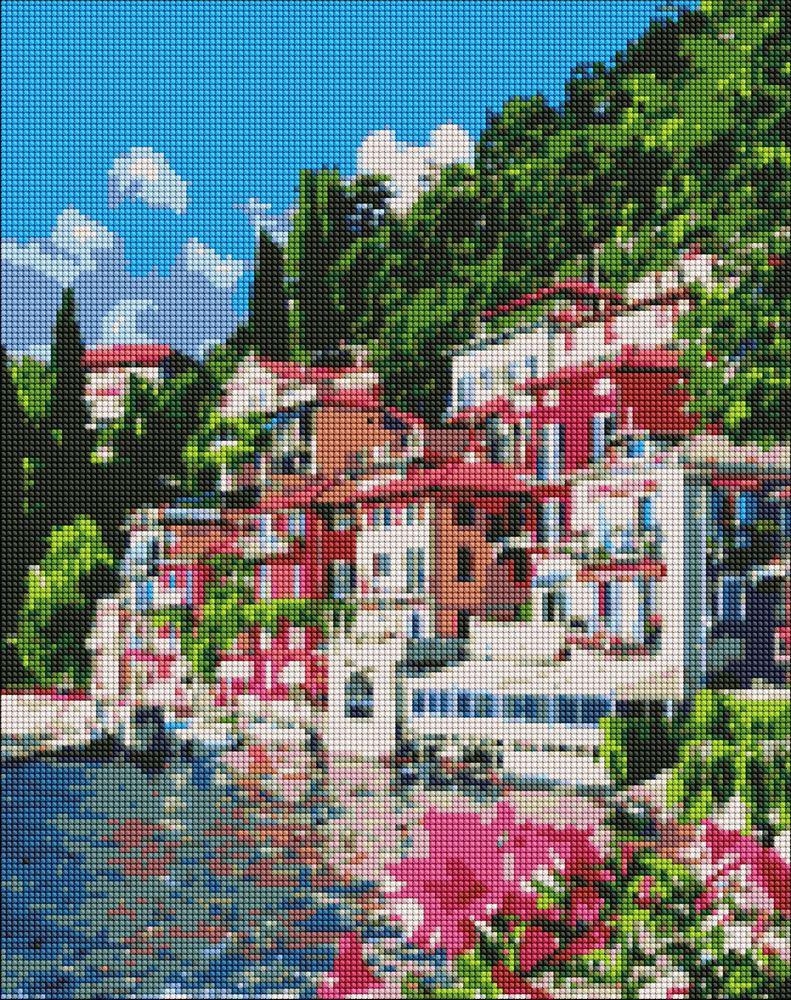 Алмазная мозаика Набережная на озере DIY-7227 на подрамнике полная выкладка 40x50 см (28150)