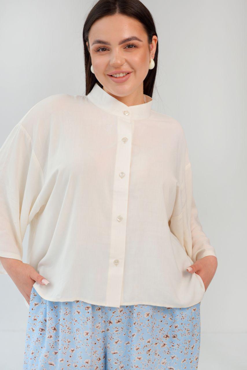 Сорочка бавовняна жіноча широкого покрою р. 52-54 Білий (14-5228 12)